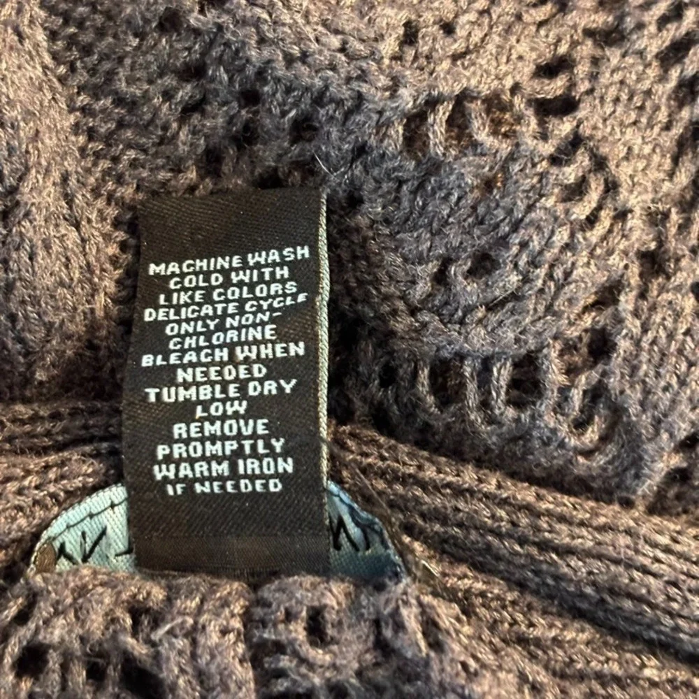 Cynthia‎ Rowley Womens Grey Cotton Open Knit Crochet open Cardigan sz Small Boho